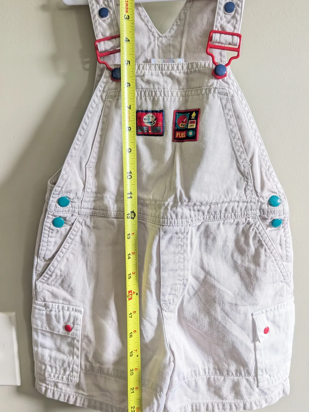 Gymboree White Denim Kids Overalls with Colorful Accent Buttons